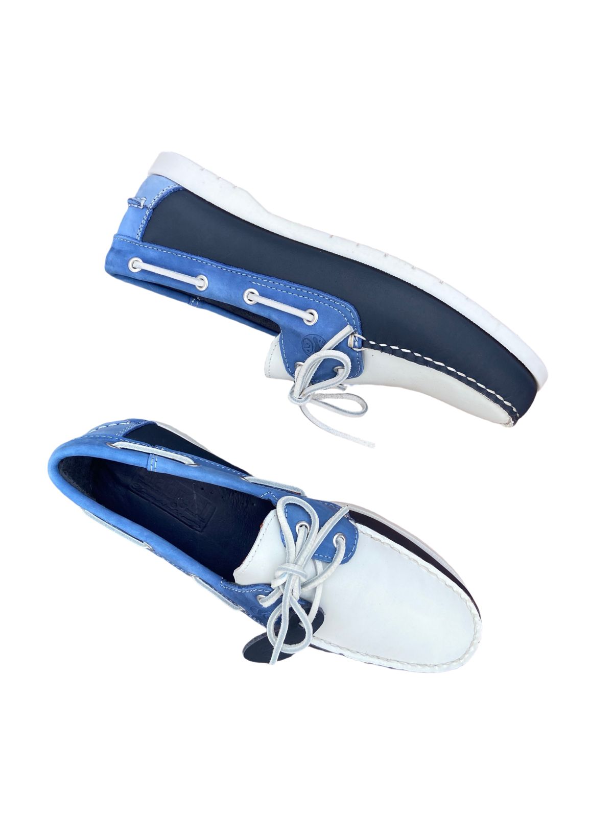 Nautico Tricolor Con Cordones Azul, Navy, Blanco